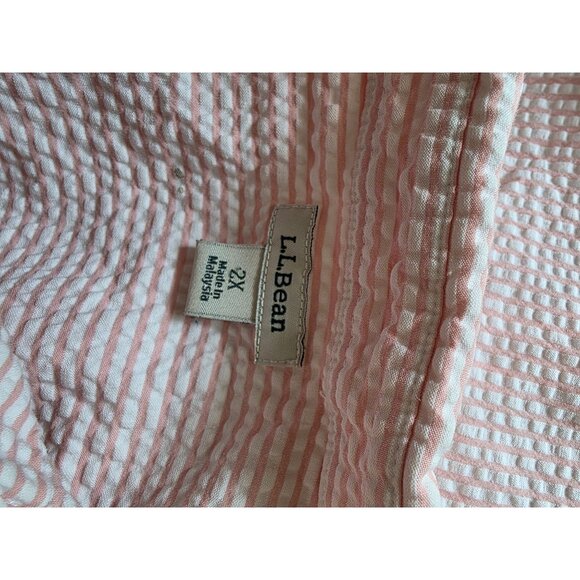 L.L. Bean Womens Seersucker Button-Up Shirt 2X Pink & White - Picture 4 of 7